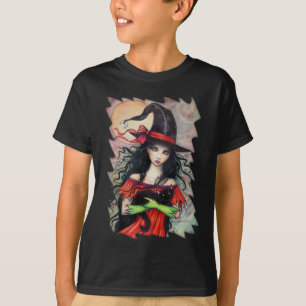 Herbstlicher Unfug Halloween-Hexe und schwarze Kat T-Shirt