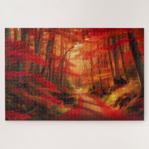 Herbstlicher Waldweg - Atemberandernde Landschafts Puzzle