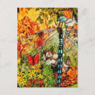 Herbstlicher wilder Wald Drachenflug Postkarte