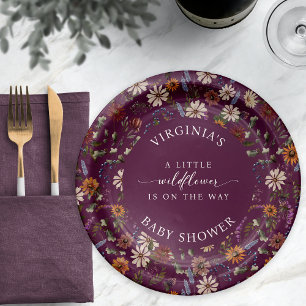 Herbstliches Babyshower mit Blumenmotiv Pappteller