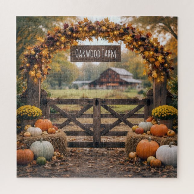 Herbstliches Bauernhof-Tor mit Bogen Puzzle (Vertikal)