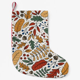 Herbstliches Blattquadrat-Design Kleiner Weihnachtsstrumpf