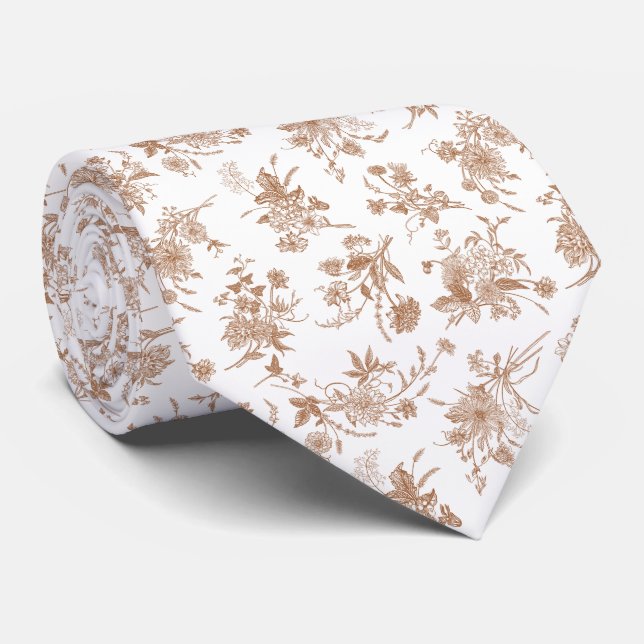 Herbstliches Blumen-Toile-Muster Krawatte (Gerollt)
