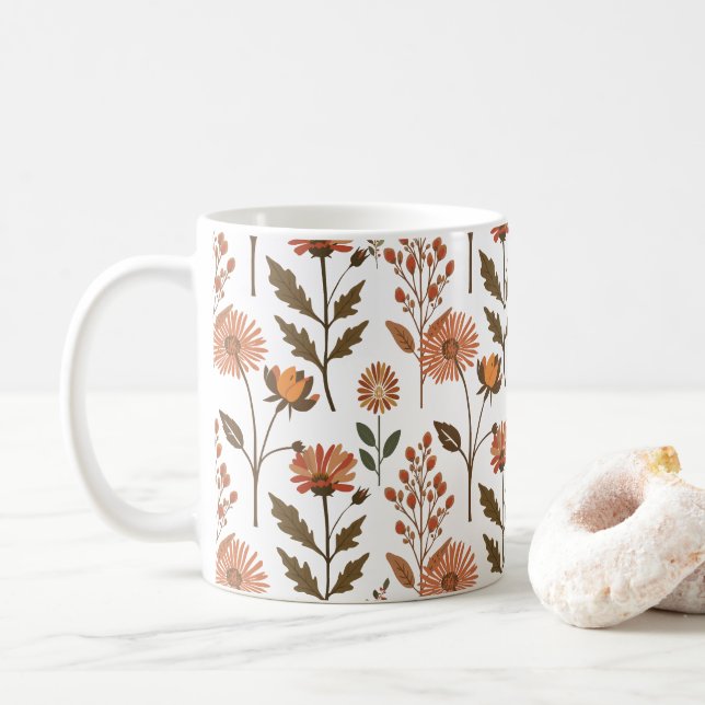 Herbstliches Blumenarrangement Kaffeetasse (Mit Donut)