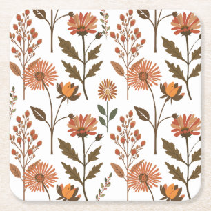 Herbstliches Blumenarrangement Rechteckiger Pappuntersetzer