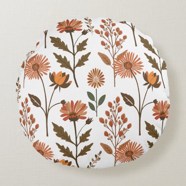 Herbstliches Blumenarrangement Rundes Kissen (Vorderseite)