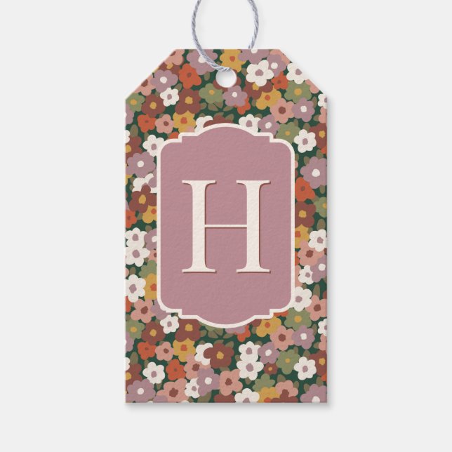 Herbstliches Blumenmuster Geschenkanhänger (Vorderseite)