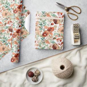 Herbstliches Blumenmuster Geschenkpapier