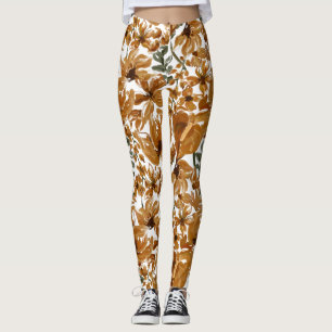 Herbstliches Blumenmuster im rustikalen Stil Leggings