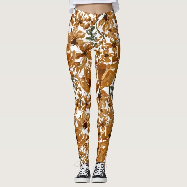 Herbstliches Blumenmuster im rustikalen Stil  Leggings (Vorderseite)