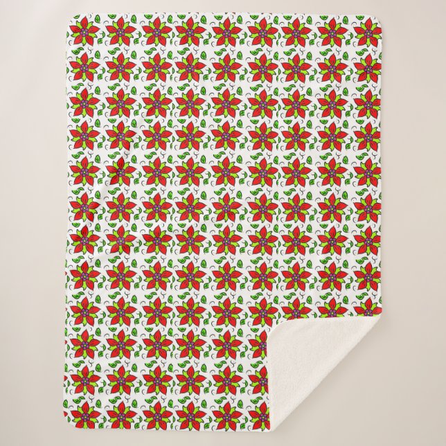 Herbstliches Blumenmuster Sherpadecke (Vorderseite)