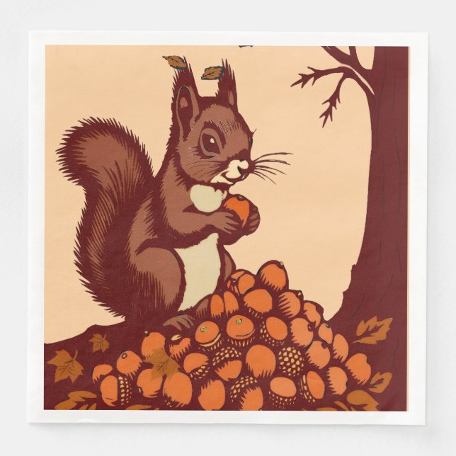 🐿️ Herbstliches Eichhörnchen – 50er Pack Serviette (Vorderseite)