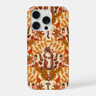 Herbstliches Eichhörnchen auf weißlich iPhone 15 Pro Hülle