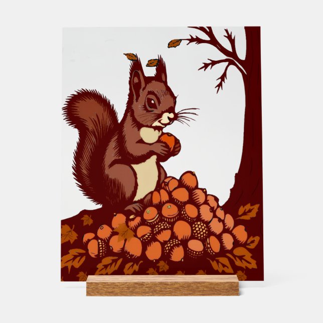 🐿️ Herbstliches Eichhörnchen – Büroschmuck 🍂 Acrylschild (Vorderseite)