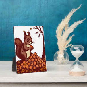 🐿️ Herbstliches Eichhörnchen – Büroschmuck Fotoplatte