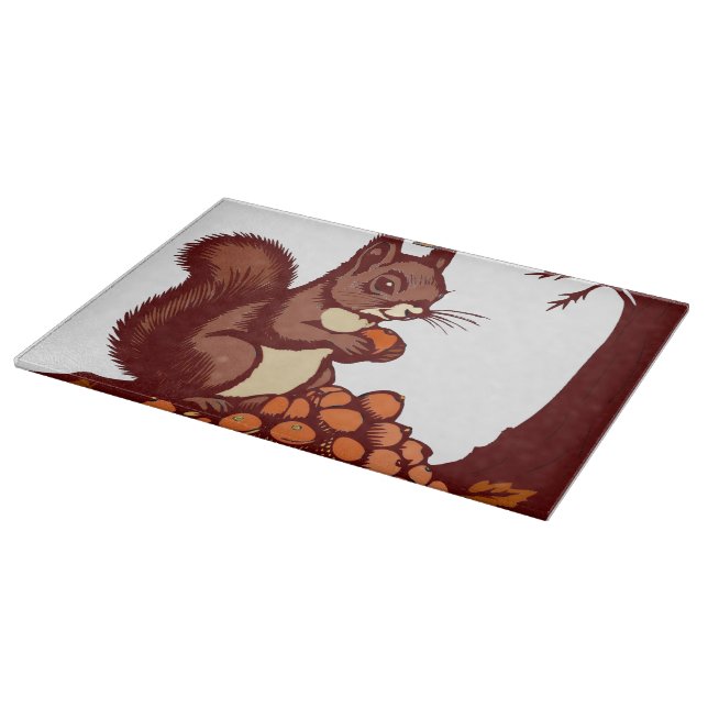  🐿️ Herbstliches Eichhörnchen – Küchenaccessoire Schneidebrett (Ecke)