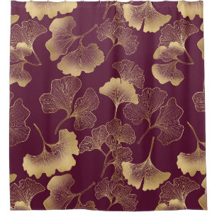 Herbstliches Gold-Ginkgo-Blattmuster Duschvorhang