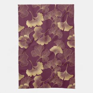 Herbstliches Gold-Ginkgo-Blattmuster Geschirrtuch