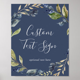 Herbstliches Grün   Navy Schild mit individuellem 