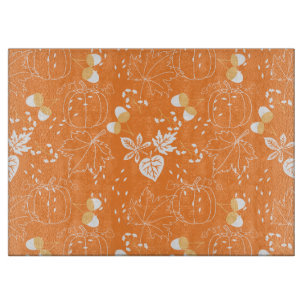 Herbstliches Kürbis- und Blattmuster Schneidebrett