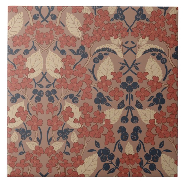Herbstliches Muster im Stil von William Morris Fliese (Vorderseite)