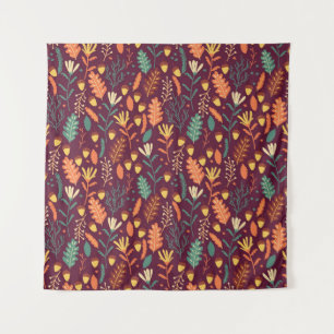 Herbstliches Rot-Orange Vintage Motiv Wandteppich