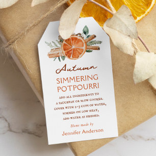 Herbstliches simmerndes Potpourri Herbst Topf auf Geschenkanhänger