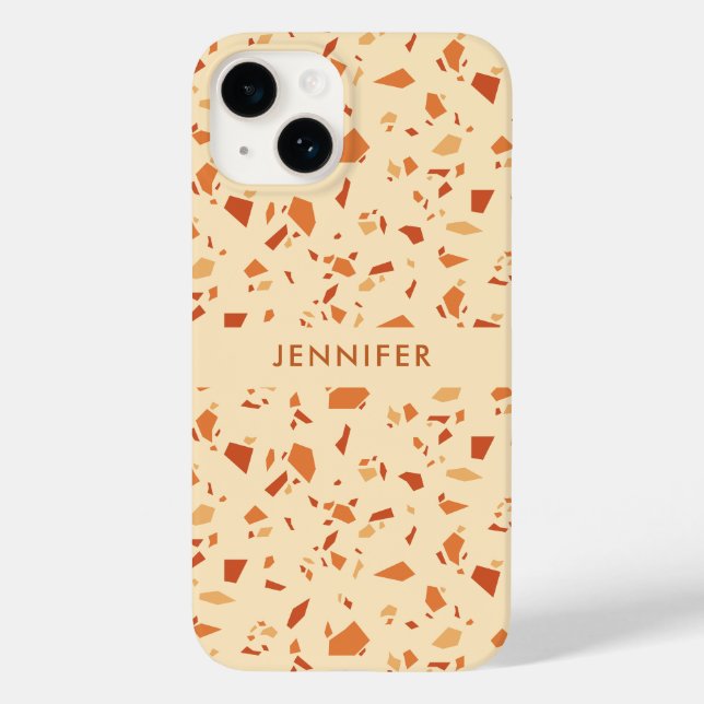 Herbstliches Terrazzo-Muster personalisiert Case-Mate iPhone Hülle (Rückseite)