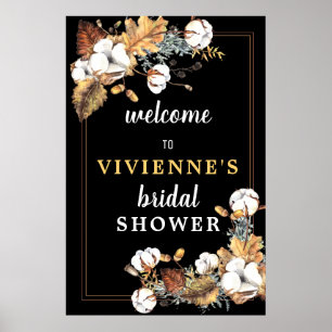 Herbstliches weißes florales Willkommensschild für Poster