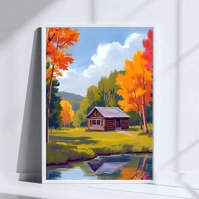 Herbstliches Zuhause am See Cottage Poster (Von Creator hochgeladen)