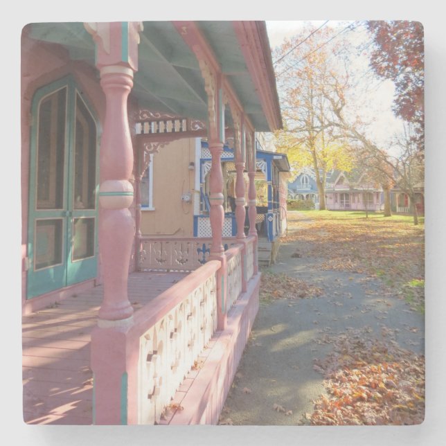 Herbstlichter auf der Hütte - Martha's Vineyard Steinuntersetzer (Vorderseite)