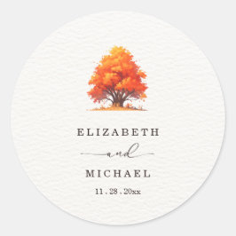 Herbstliebe Elegante Hochzeit im Herbst Runder Aufkleber