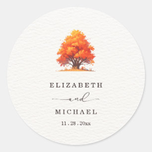 Herbstliebe Elegante Hochzeit im Herbst Runder Aufkleber