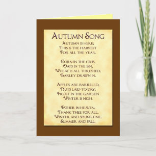 Herbstlied Erntedankgedicht Grußkarten Feiertagskarte