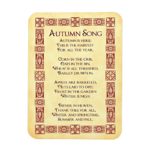 Herbstlied Rote Kunst Erntedankgedicht Magnet