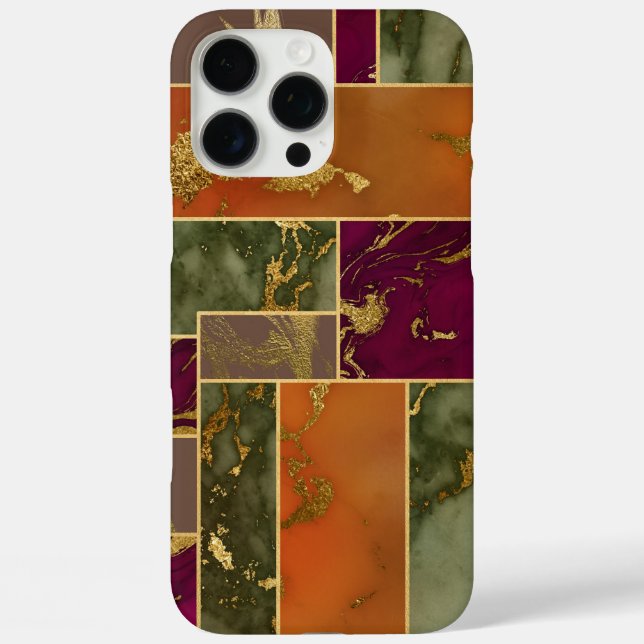 Herbstluxus | Geometrisches Gold Jewel Tone Marmor Case-Mate iPhone Hülle (Rückseite)