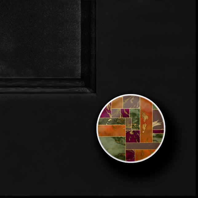 Herbstluxus | Geometrisches Gold Jewel Tone Marmor Keramikknauf (Von Creator hochgeladen)