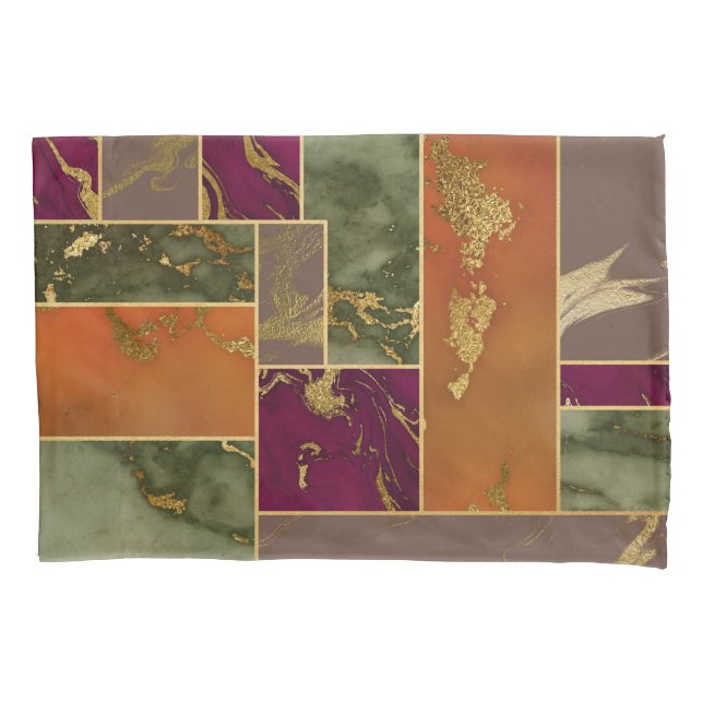 Herbstluxus | Geometrisches Gold Jewel Tone Marmor Kissenbezug (Vorderseite)