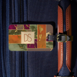 Herbstluxus   Jewel Tone Gold Geometric Marble Gepäckanhänger