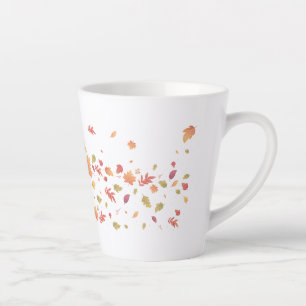 Herbstmädchen mit fliegenden Blätter Milchtasse