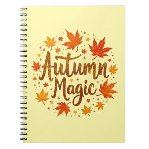 Herbstmagie Herbstblätter Saisonale Typografie Des Notizblock