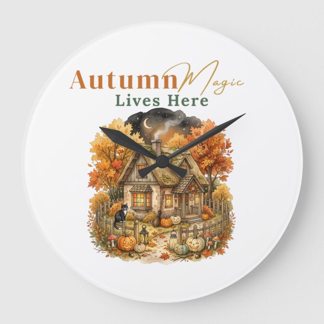 Herbstmagie lebt hier große wanduhr (Vorderseite)