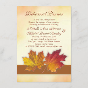 Herbstmapel Blätter Rot und Gold Probe Abendessen Einladung