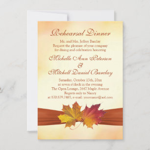 Herbstmapel Blätter Rot und Gold Probe Abendessen Einladung