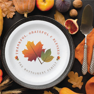 Herbstmapelleaf Dankbares Erntedank Party Pappteller