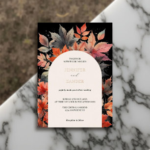 Herbstmapelleaf Hochzeit Elegantes Wasserfarben Sc Folieneinladung