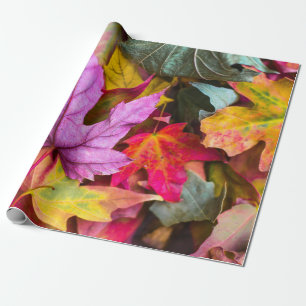 Herbstmapfelblätterfarbenes Herbstnatur-Foto Geschenkpapier