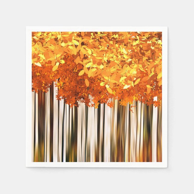 Herbstmapfelwald Orange Weiß Serviette (Vorderseite)