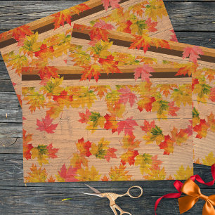 Herbstmaple-Blätter auf Stallholz Geschenkpapier Set