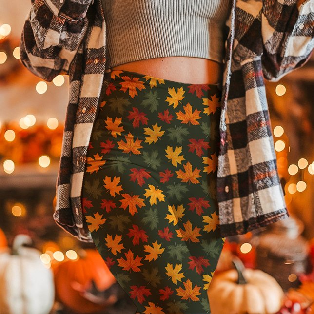 Herbstmaple-Blätter fallen grün Leggings (Von Creator hochgeladen)